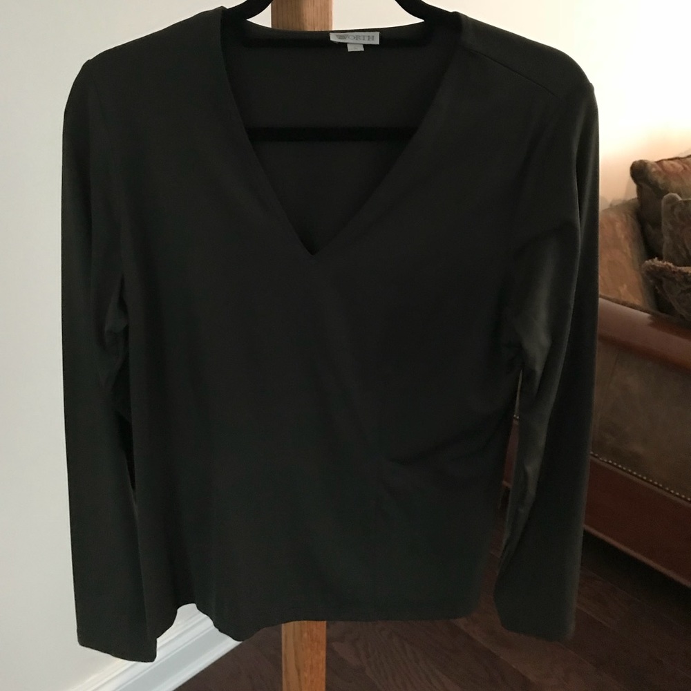 Worth gray-green V-neck top